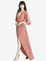Front View Thumbnail - Desert Rose Split Sleeve Backless Chiffon Maxi Dress