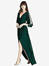 Front View Thumbnail - Evergreen Split Sleeve Backless Chiffon Maxi Dress