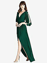 Front View Thumbnail - Hunter Green Split Sleeve Backless Chiffon Maxi Dress
