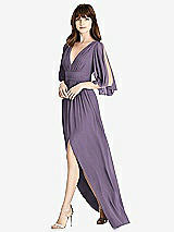 Front View Thumbnail - Lavender Split Sleeve Backless Chiffon Maxi Dress