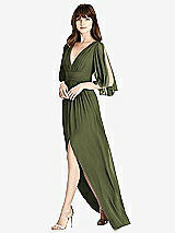 Front View Thumbnail - Olive Green Split Sleeve Backless Chiffon Maxi Dress