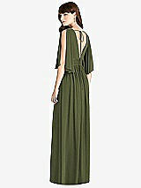 Rear View Thumbnail - Olive Green Split Sleeve Backless Chiffon Maxi Dress