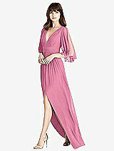 Front View Thumbnail - Orchid Pink Split Sleeve Backless Chiffon Maxi Dress