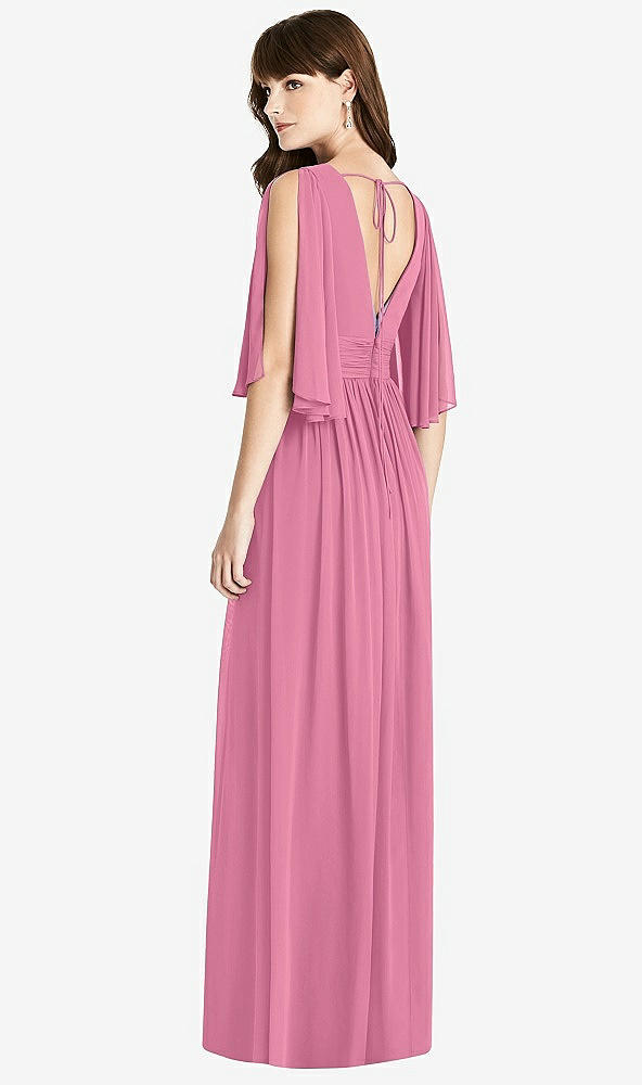 Back View - Orchid Pink Split Sleeve Backless Chiffon Maxi Dress