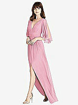 Front View Thumbnail - Peony Pink Split Sleeve Backless Chiffon Maxi Dress