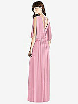 Rear View Thumbnail - Peony Pink Split Sleeve Backless Chiffon Maxi Dress