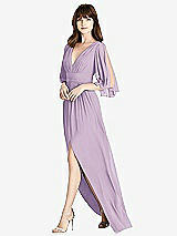 Front View Thumbnail - Pale Purple Split Sleeve Backless Chiffon Maxi Dress