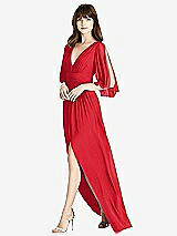 Front View Thumbnail - Parisian Red Split Sleeve Backless Chiffon Maxi Dress