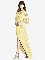Front View Thumbnail - Pale Yellow Split Sleeve Backless Chiffon Maxi Dress