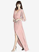 Front View Thumbnail - Rose - PANTONE Rose Quartz Split Sleeve Backless Chiffon Maxi Dress