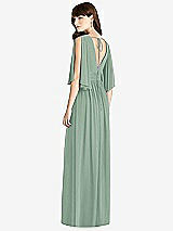 Rear View Thumbnail - Seagrass Split Sleeve Backless Chiffon Maxi Dress