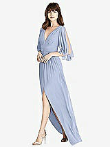 Front View Thumbnail - Sky Blue Split Sleeve Backless Chiffon Maxi Dress