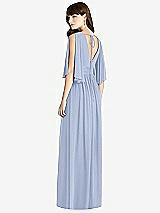 Rear View Thumbnail - Sky Blue Split Sleeve Backless Chiffon Maxi Dress