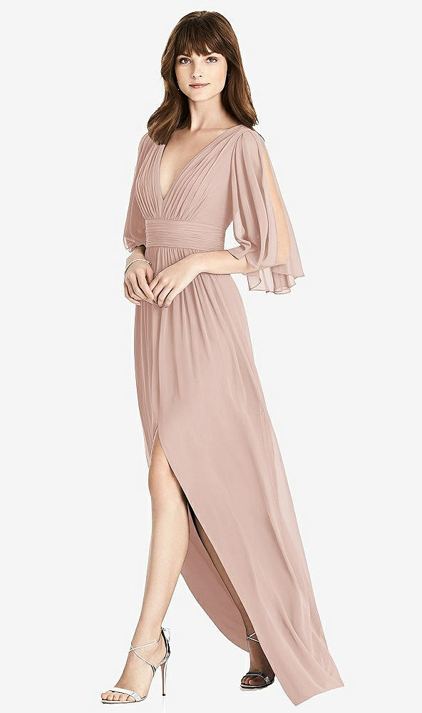 Front View - Toasted Sugar Split Sleeve Backless Chiffon Maxi Dress