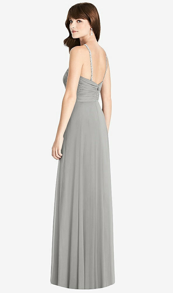 Back View - Chelsea Gray Jeweled Twist Halter Maxi Dress