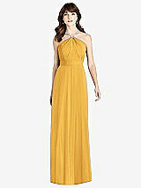 Front View Thumbnail - NYC Yellow Jeweled Twist Halter Maxi Dress