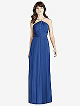 Front View Thumbnail - Classic Blue Jeweled Twist Halter Maxi Dress