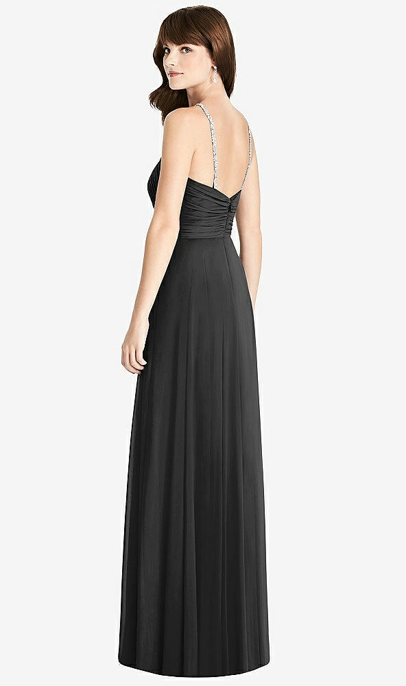 Back View - Black Jeweled Twist Halter Maxi Dress