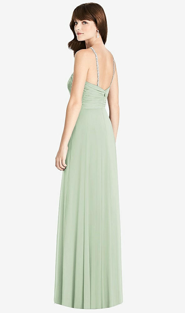 Back View - Celadon Jeweled Twist Halter Maxi Dress