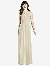 Front View Thumbnail - Champagne Jeweled Twist Halter Maxi Dress