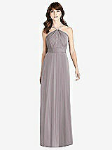 Front View Thumbnail - Cashmere Gray Jeweled Twist Halter Maxi Dress