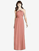 Front View Thumbnail - Desert Rose Jeweled Twist Halter Maxi Dress