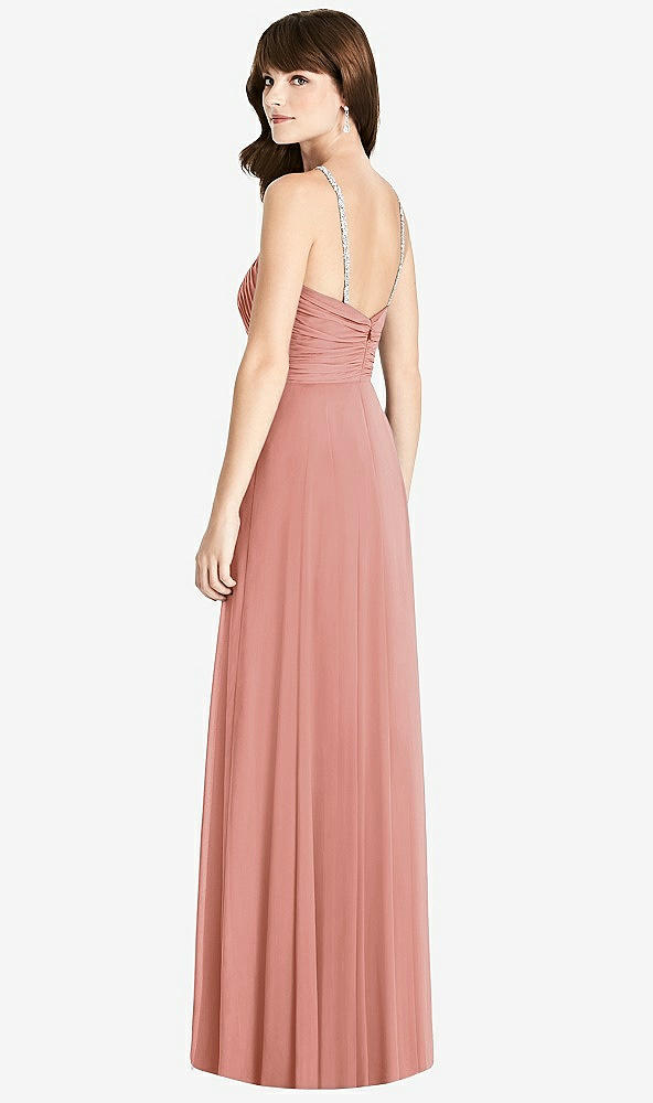 Back View - Desert Rose Jeweled Twist Halter Maxi Dress