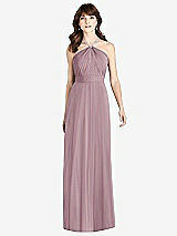 Front View Thumbnail - Dusty Rose Jeweled Twist Halter Maxi Dress