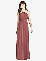 Front View Thumbnail - English Rose Jeweled Twist Halter Maxi Dress