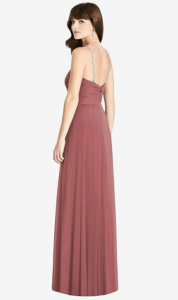 Back View - English Rose Jeweled Twist Halter Maxi Dress