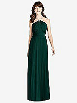 Front View Thumbnail - Evergreen Jeweled Twist Halter Maxi Dress