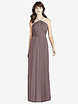 Front View Thumbnail - French Truffle Jeweled Twist Halter Maxi Dress