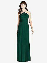 Front View Thumbnail - Hunter Green Jeweled Twist Halter Maxi Dress