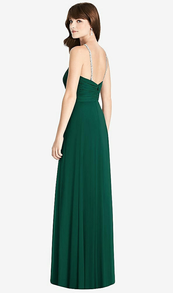 Back View - Hunter Green Jeweled Twist Halter Maxi Dress