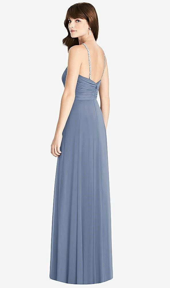 Back View - Larkspur Blue Jeweled Twist Halter Maxi Dress