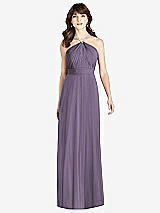 Front View Thumbnail - Lavender Jeweled Twist Halter Maxi Dress