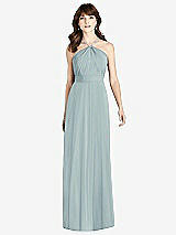 Front View Thumbnail - Morning Sky Jeweled Twist Halter Maxi Dress