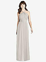 Front View Thumbnail - Oyster Jeweled Twist Halter Maxi Dress