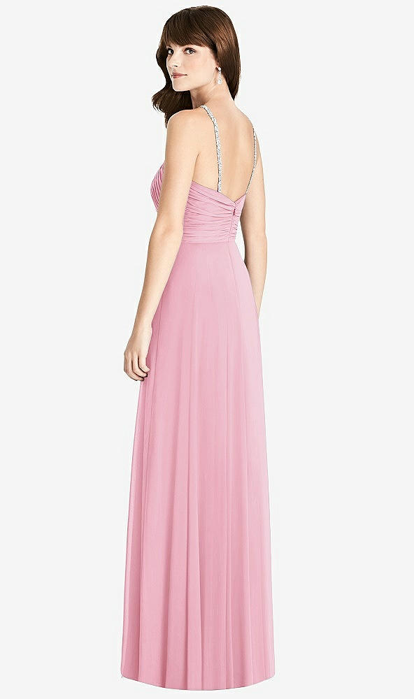 Back View - Peony Pink Jeweled Twist Halter Maxi Dress