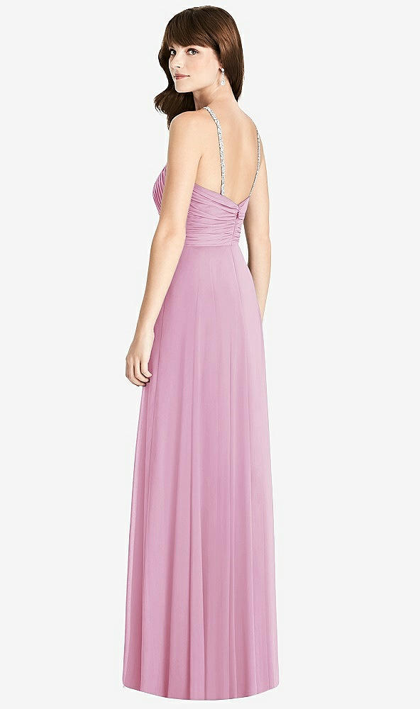 Back View - Powder Pink Jeweled Twist Halter Maxi Dress