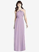 Front View Thumbnail - Pale Purple Jeweled Twist Halter Maxi Dress