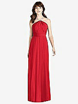 Front View Thumbnail - Parisian Red Jeweled Twist Halter Maxi Dress