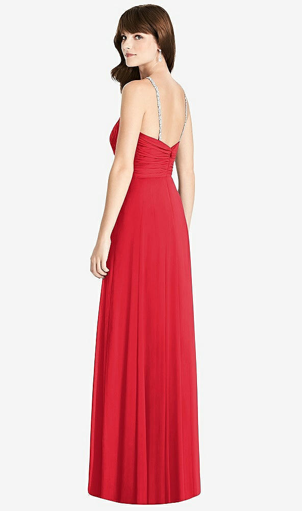 Back View - Parisian Red Jeweled Twist Halter Maxi Dress