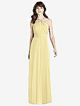 Front View Thumbnail - Pale Yellow Jeweled Twist Halter Maxi Dress