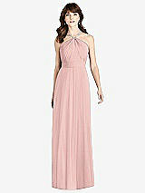 Front View Thumbnail - Rose - PANTONE Rose Quartz Jeweled Twist Halter Maxi Dress