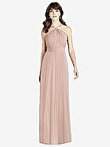 Front View Thumbnail - Toasted Sugar Jeweled Twist Halter Maxi Dress