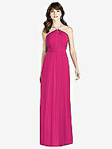 Front View Thumbnail - Think Pink Jeweled Twist Halter Maxi Dress