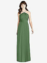 Front View Thumbnail - Vineyard Green Jeweled Twist Halter Maxi Dress