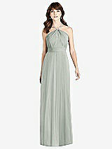 Front View Thumbnail - Willow Green Jeweled Twist Halter Maxi Dress