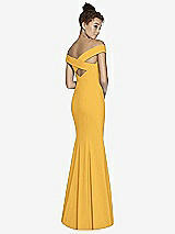 Alt View 1 Thumbnail - NYC Yellow Off-the-Shoulder Criss Cross Back Trumpet Gown
